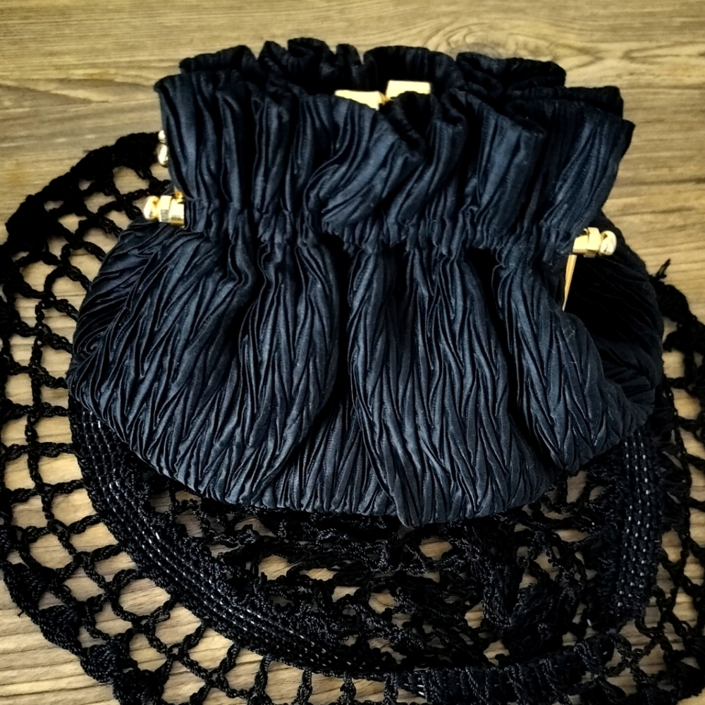 Vanessa Small Black Pouch Strap Purse